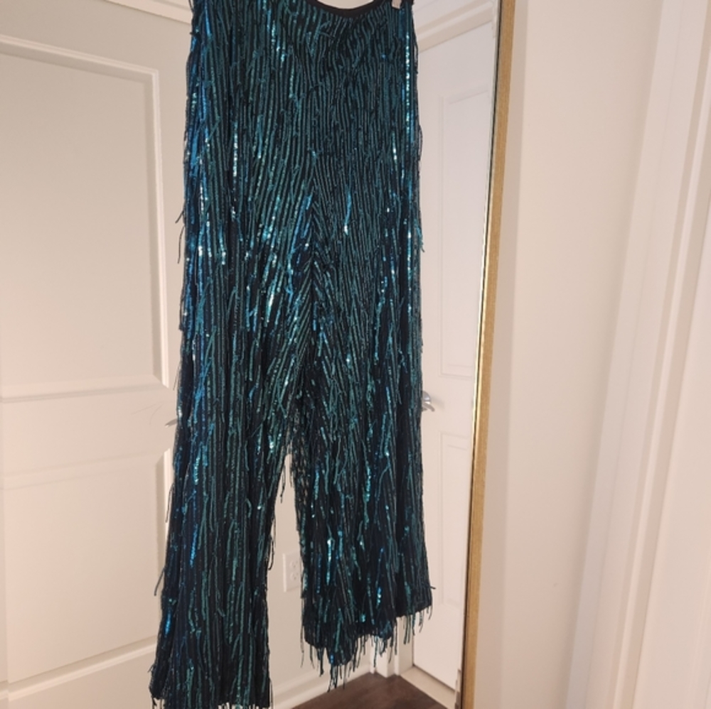 Maeve Fringed Sequined Wide-Leg Pants